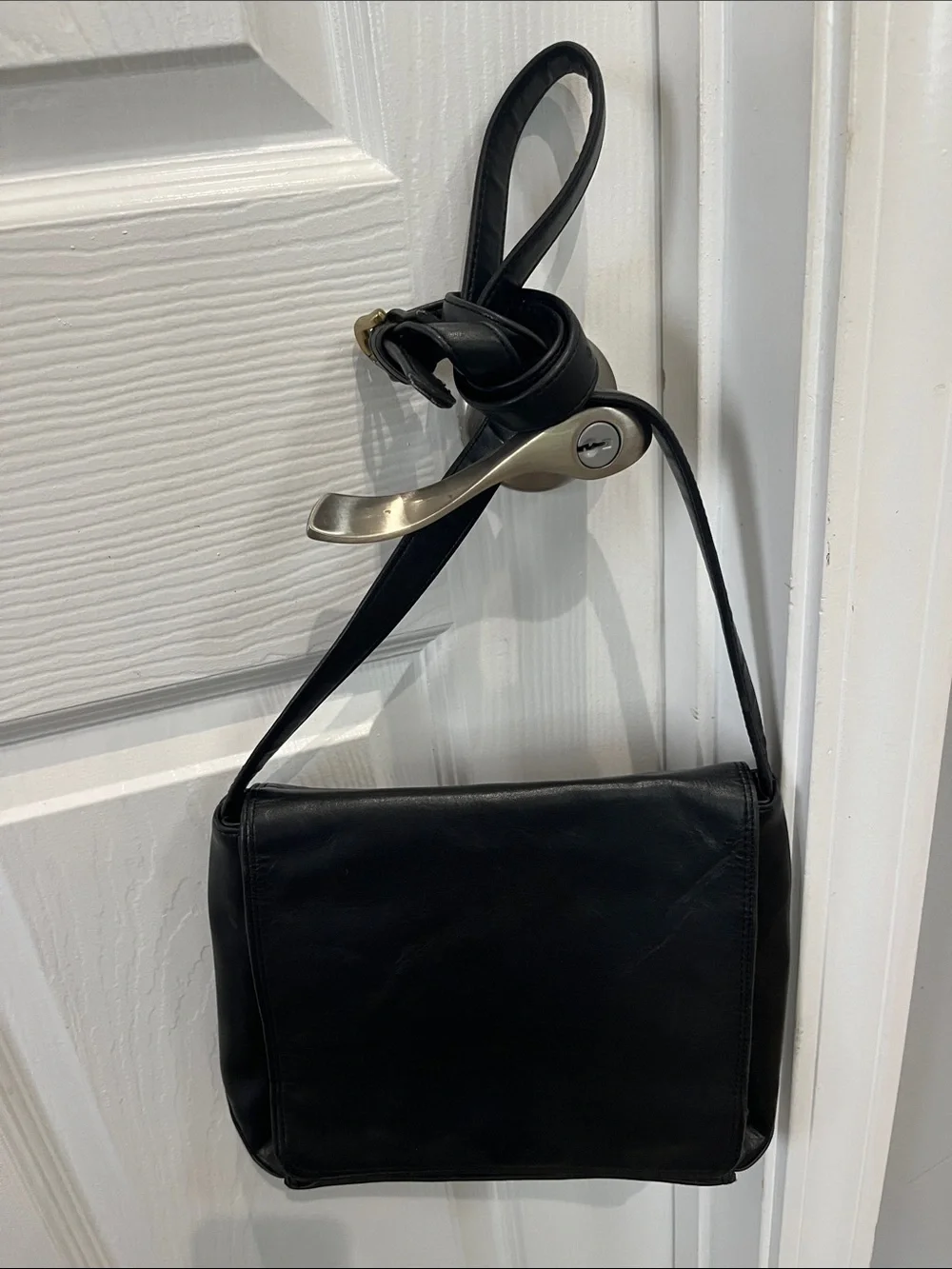 Nine West Black Leather Messenger Bag
